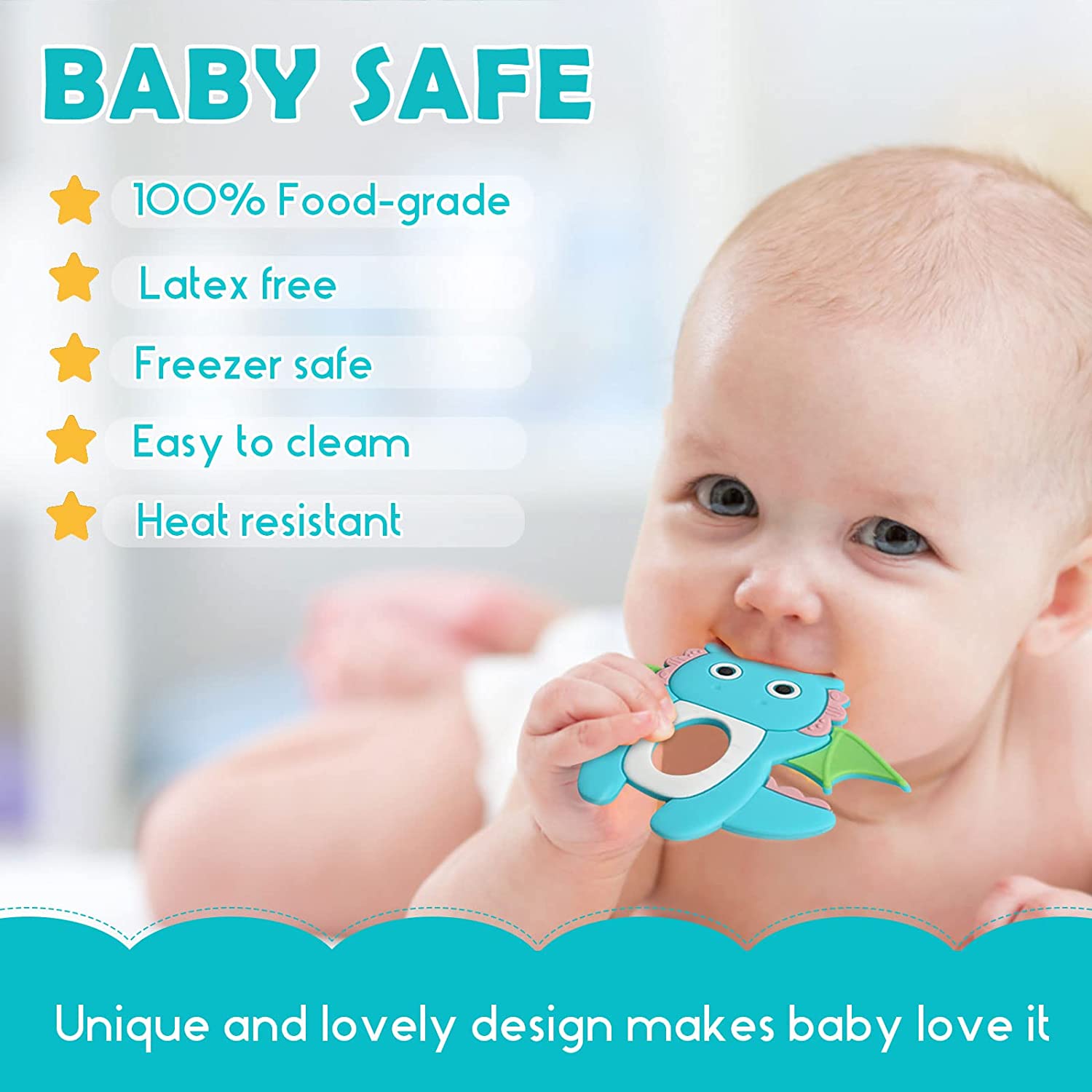 Baby Teething Toys for Newborn Infants (6-Pack) Freezer Safe Infant and  Toddler Silicone Teethers Soothe Babies Gums, Perfect Baby Gift